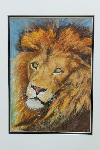 Marian, young lion, acrylic.